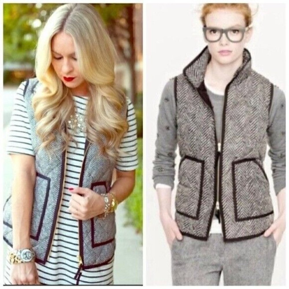 J. Crew Herringbone Excursion Down Vest Style 02533 Women’s Size XS NWT